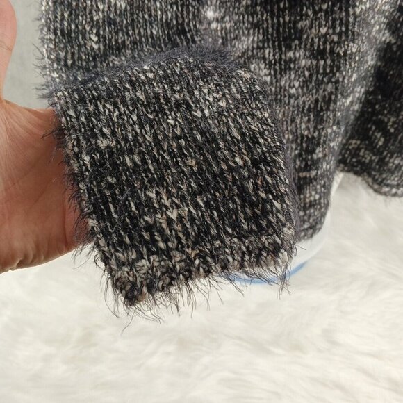 NWT STYLE&CO Soft Fuzzy Sweater XL(16-18) BLK/WHITE Metallic Crew Pullover - Picture 7 of 13